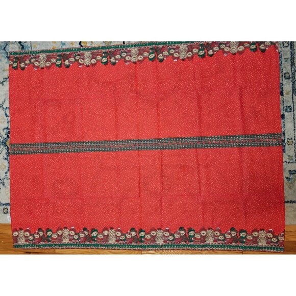 Vintage Leacock Tablecloth Holiday Bears Christmas Festive Red Green 52x70 USA - Picture 6 of 6